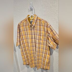 Cinch Men's button down western short sleeve shirt size Large yellow plaid
